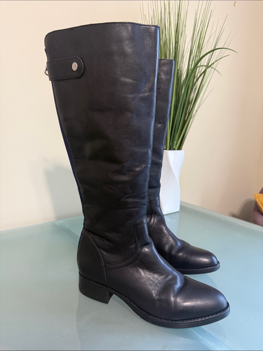 Steve Madden Black Leather Riding Boots Black Leather Knee High Boots Size 8. - Picture 3 of 9